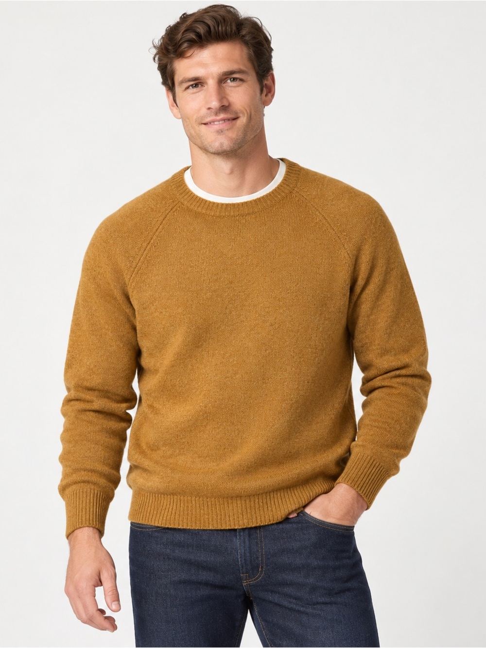 NWT J Crew Men’s Crewneck Sweater in Heather Honey XL